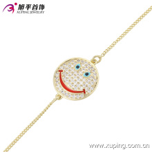 73870 Popular fashion lady jewelry simple cheap design micro pave smile face bracelet